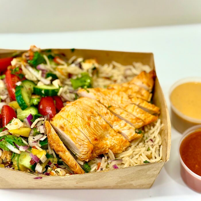 Rice box with bonesless chicken