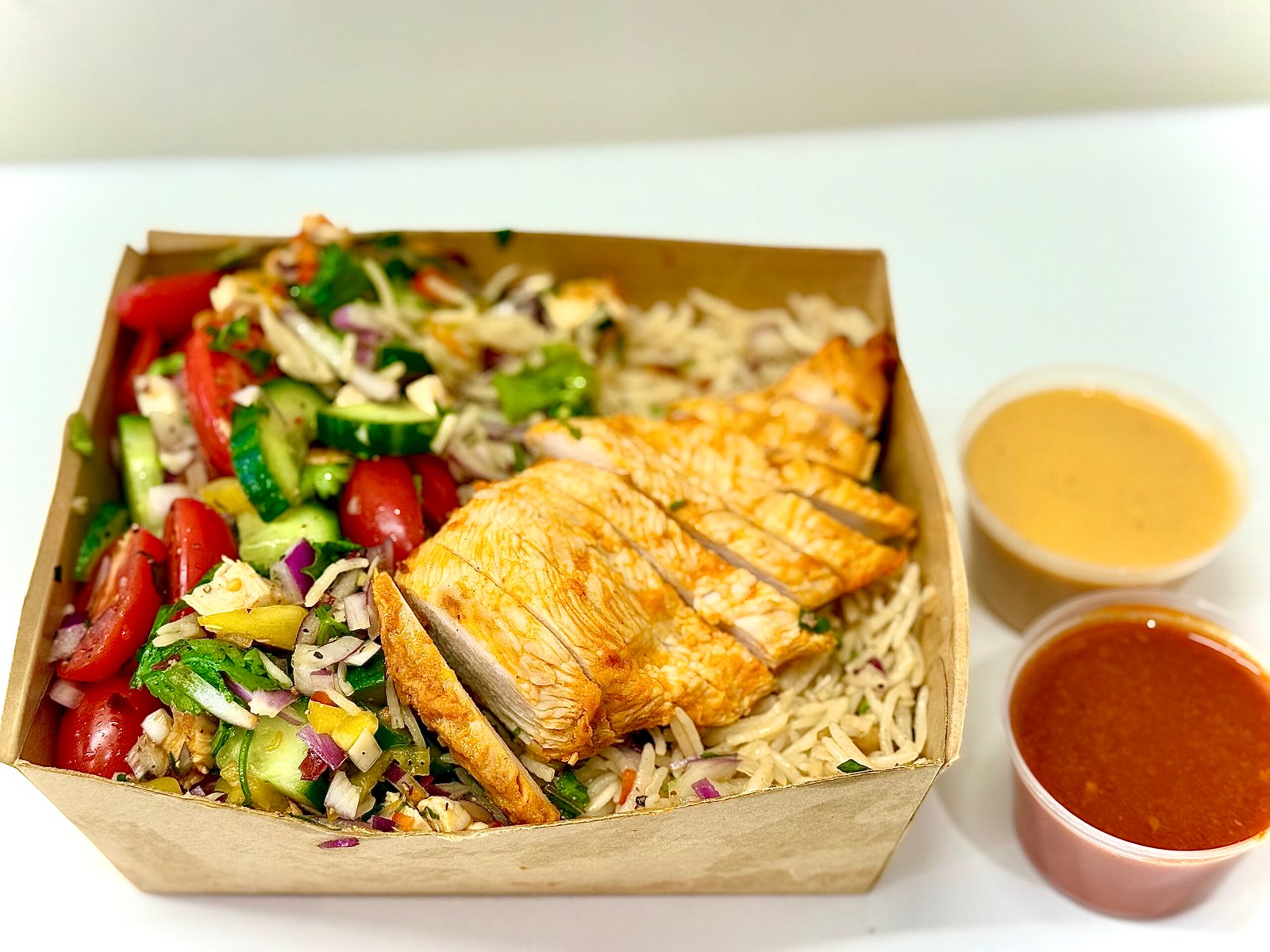 Rice box with bonesless chicken